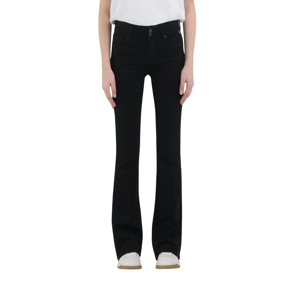 Replay Black Cotton Bootcut Jeans