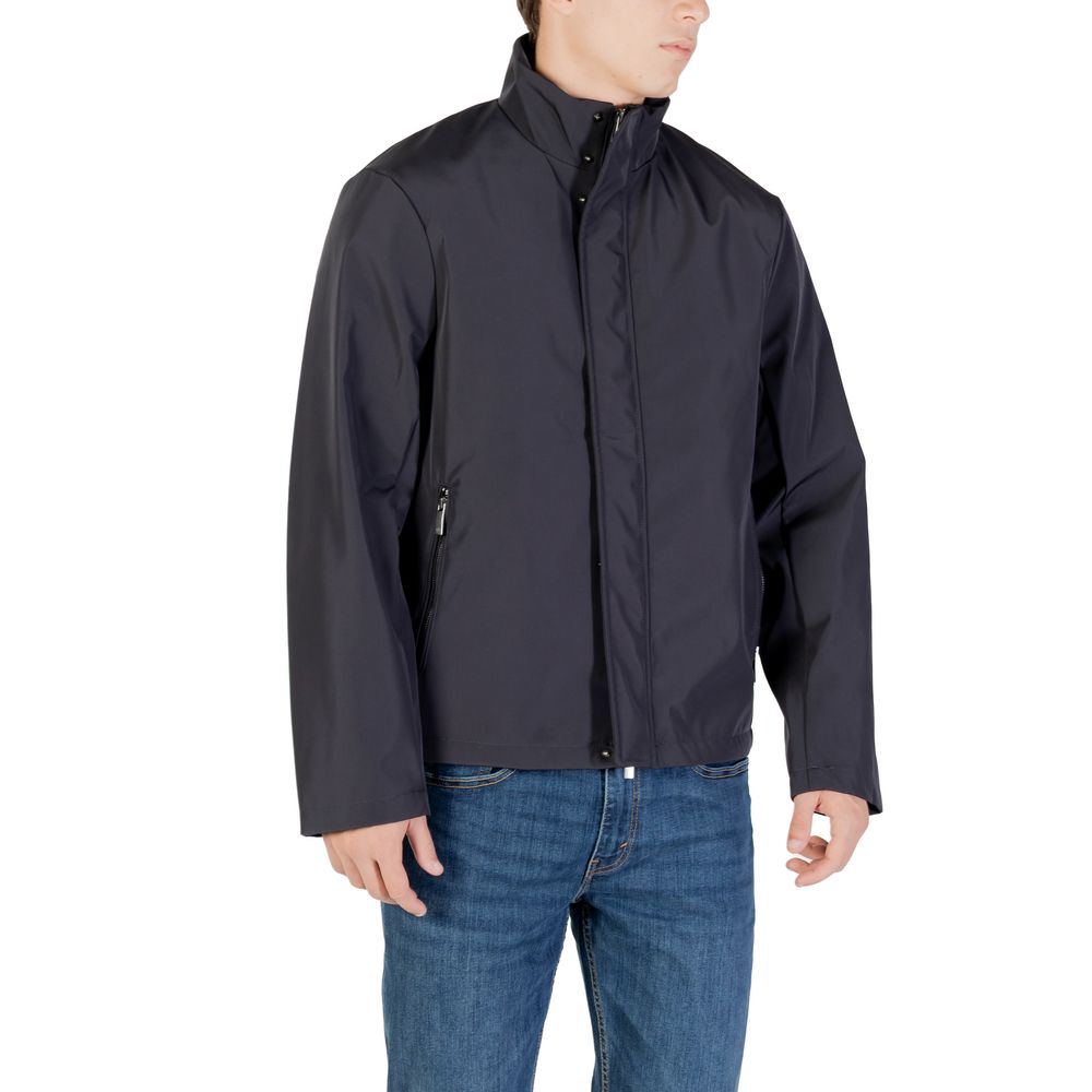 Armani Exchange Blue Polyester Full-Length Jacket