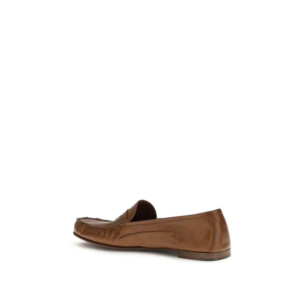 Versace Braune Kalbsleder-Slipper aus Bos Taurus