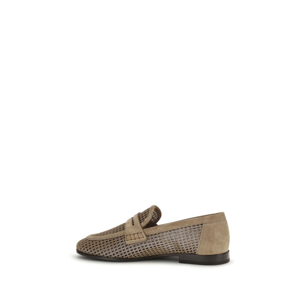 Brunello Cucinelli Beige Kalbsleder Bos Taurus Slipper