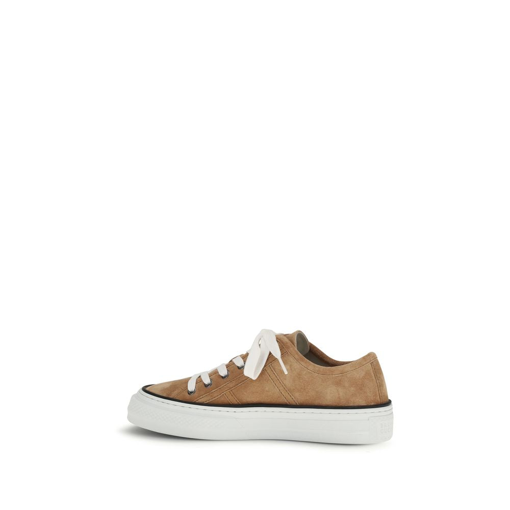 Brunello Cucinelli Beige Kalbsleder Bos Taurus Low Top Sneakers