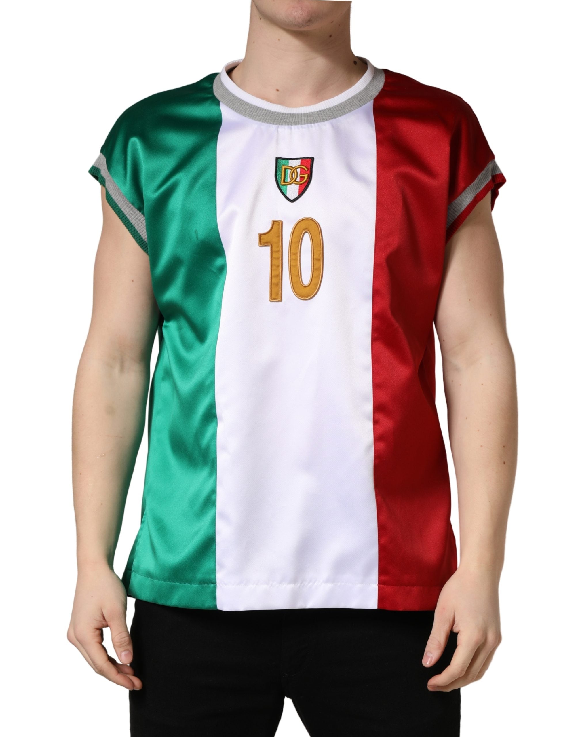 Dolce & Gabbana Multicolor Italia DG Logo Satin Tank-Top