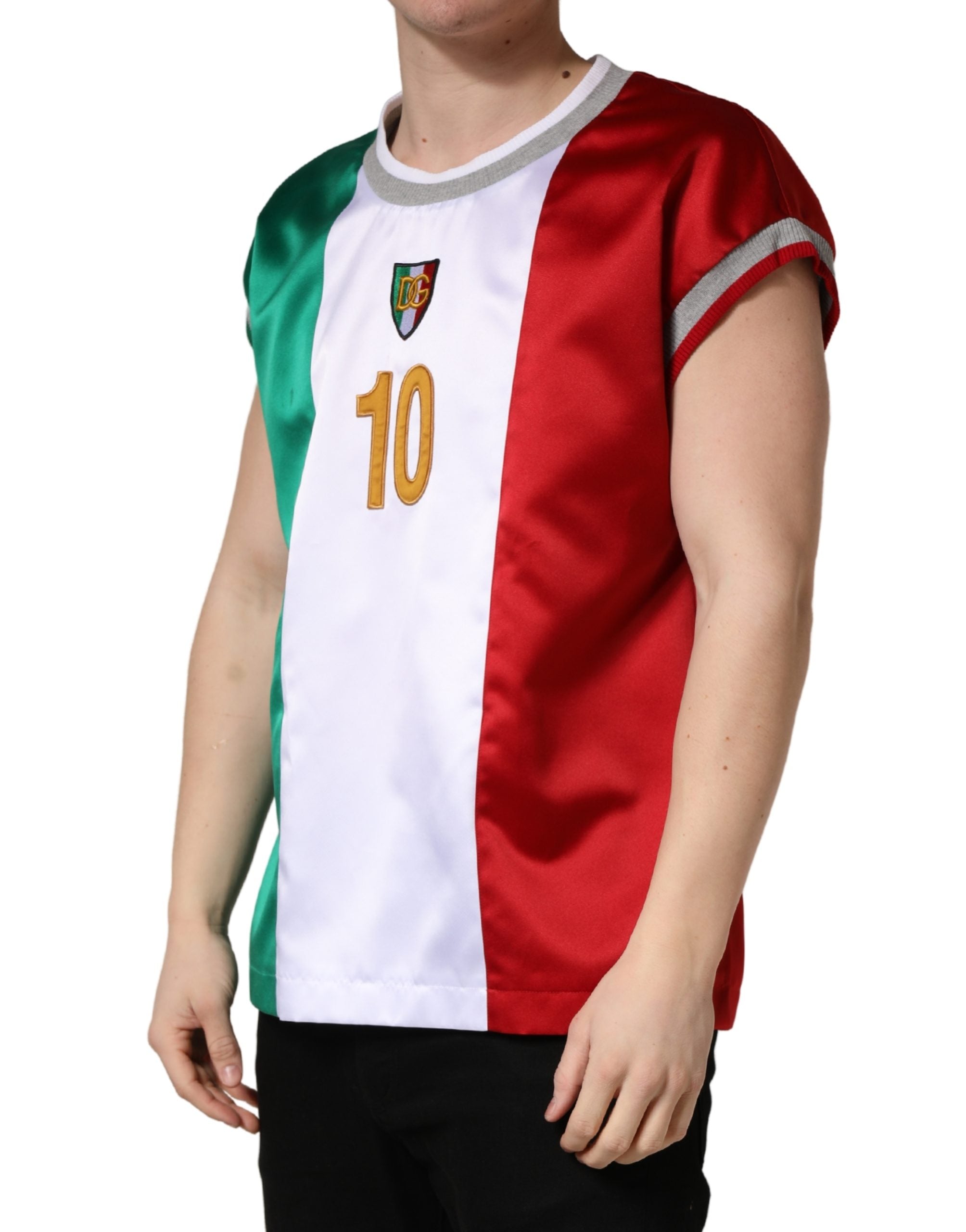 Dolce & Gabbana Multicolor Italia DG Logo Satin Tank-Top