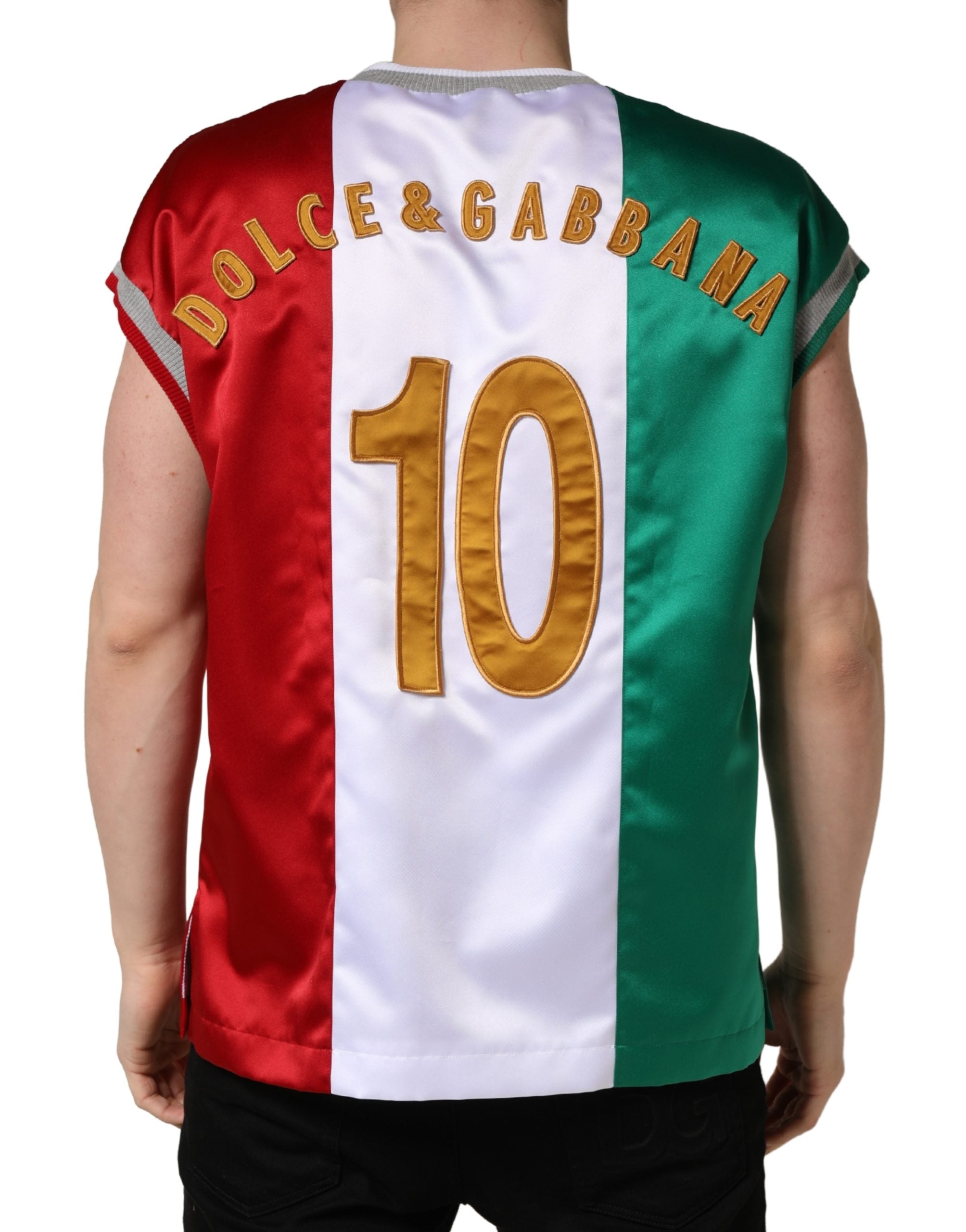 Dolce & Gabbana Multicolor Italia DG Logo Satin Tank-Top