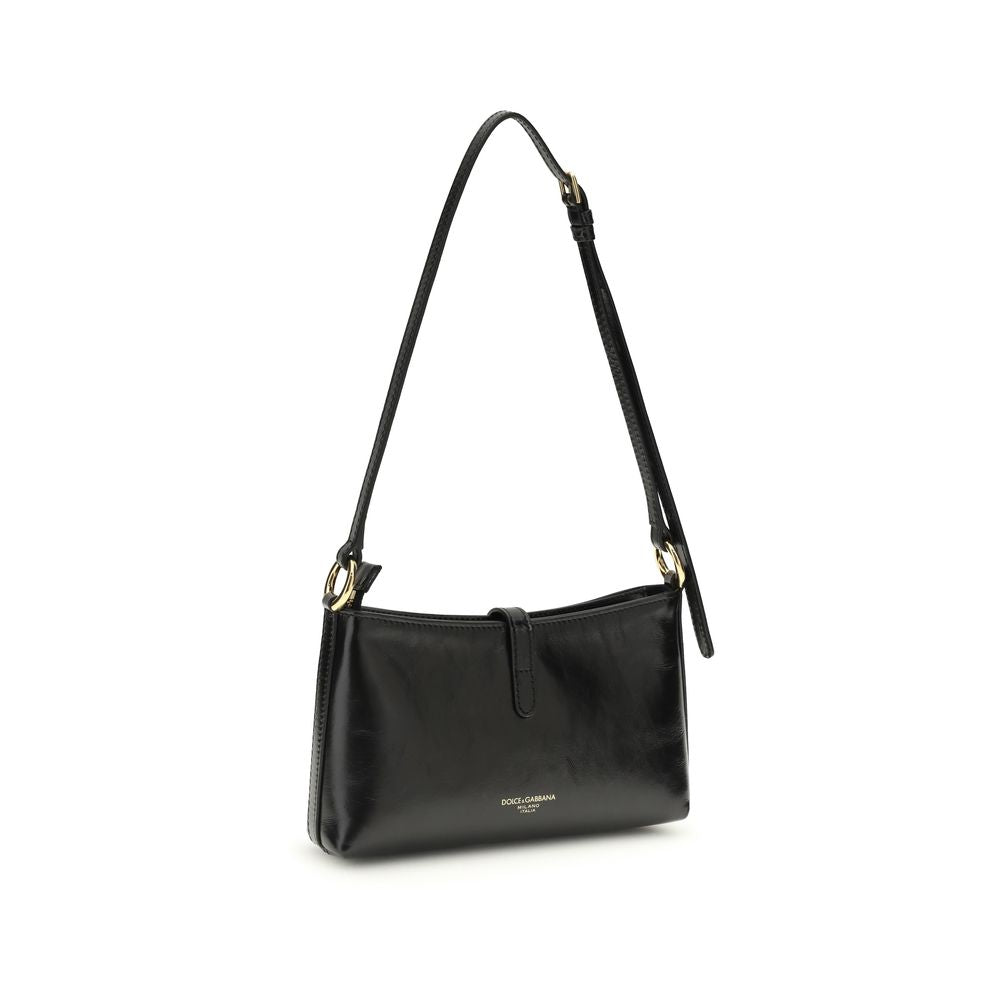 Dolce & Gabbana Black Calf Leather Bos Taurus Shoulder Bag