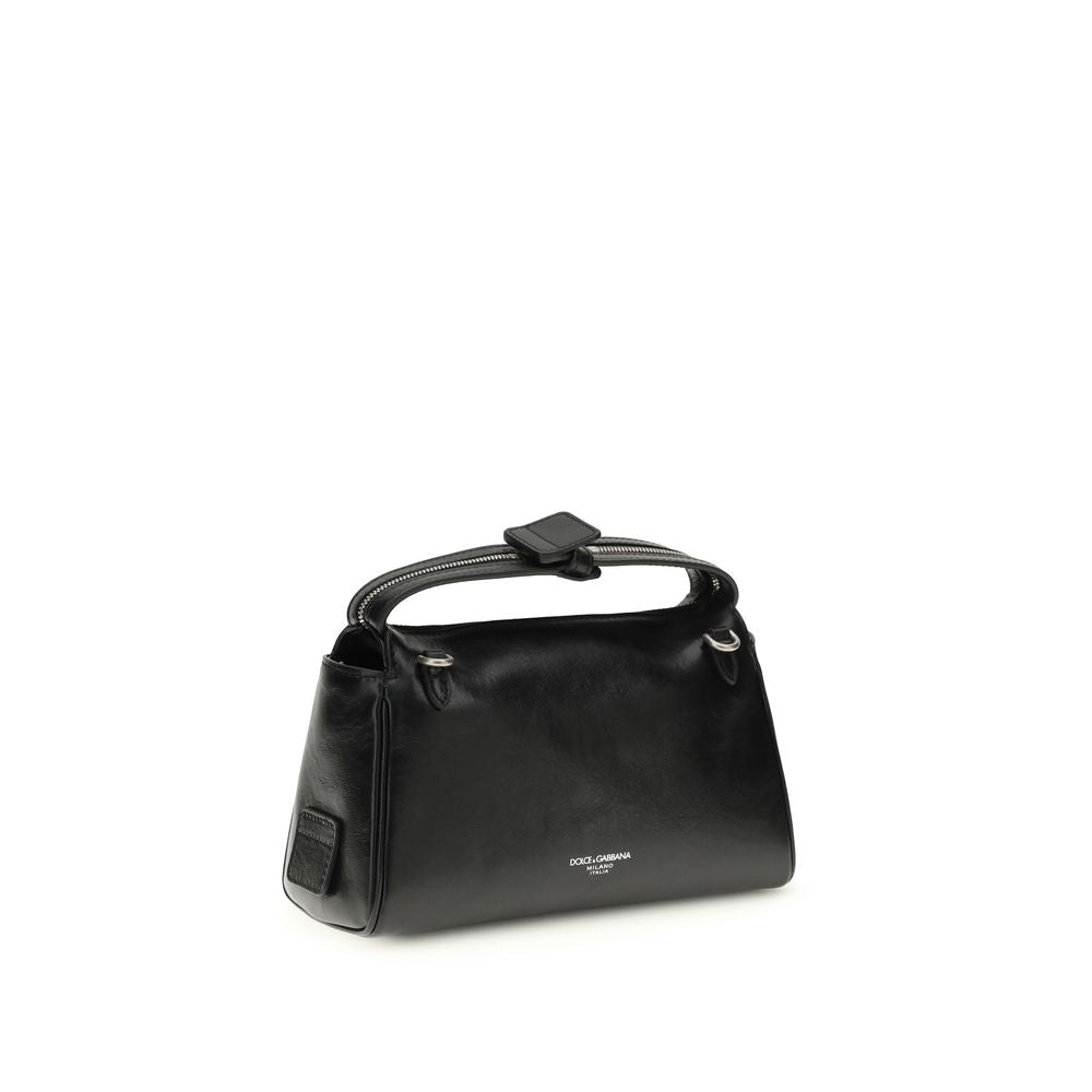 Dolce & Gabbana Black Calf Leather Bos Taurus Shoulder Bag