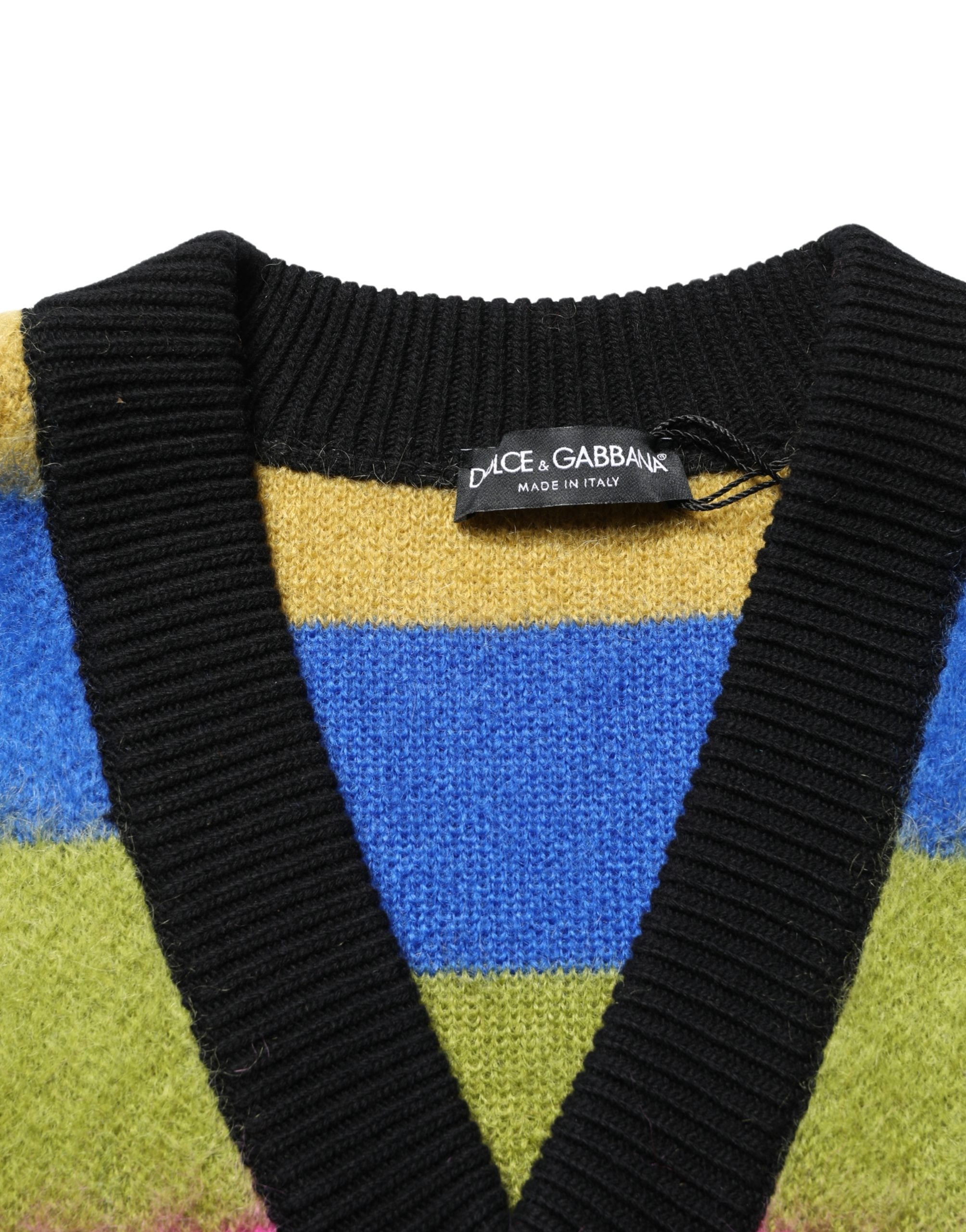 Dolce & Gabbana Pullover mit V-Ausschnitt und mehrfarbigen Streifen