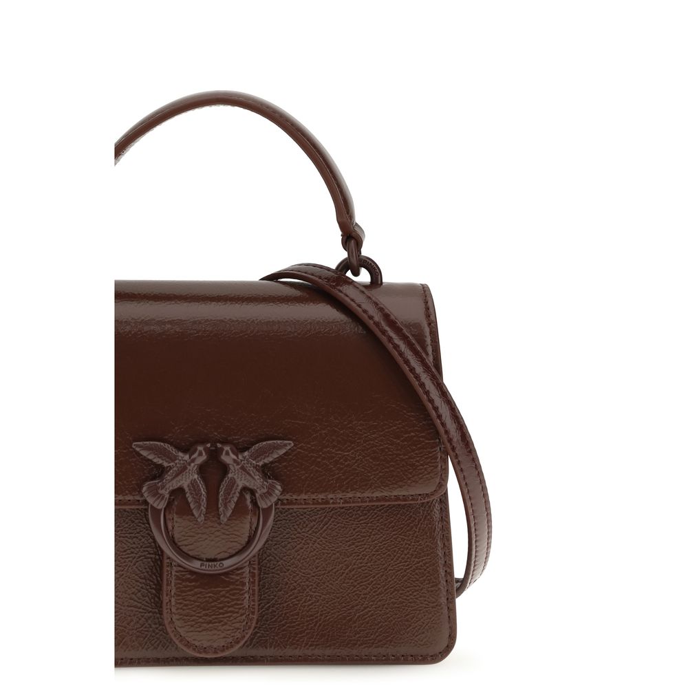 Sac à main en peau de chèvre marron PINKO