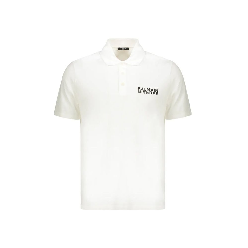Balmain Poloshirt aus weißer Baumwolle
