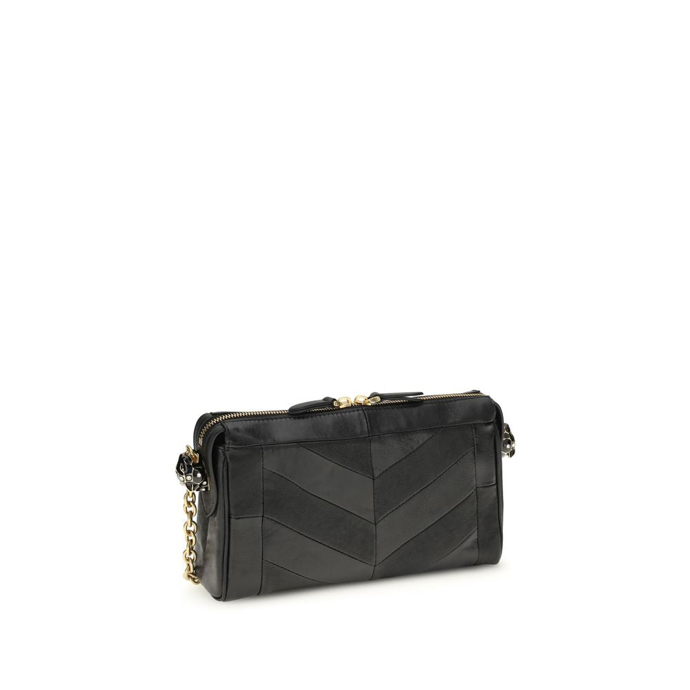 Valentino Garavani Schwarze Lammfell-Schultertasche (Ovis Aries Aries)
