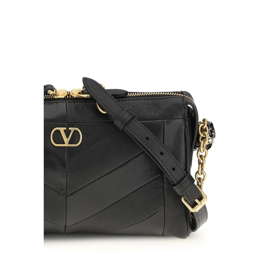 Valentino Garavani Schwarze Lammfell-Schultertasche (Ovis Aries Aries)