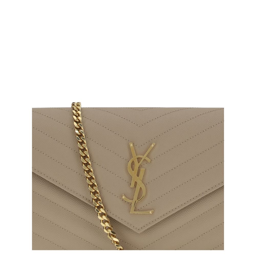 Sac bandoulière Saint Laurent en cuir de veau beige Bos Taurus