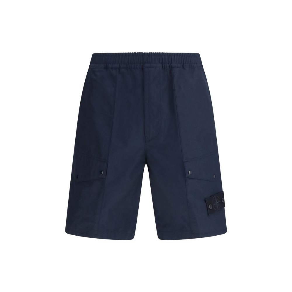 Stone Island Blue Cotton Bermuda Shorts