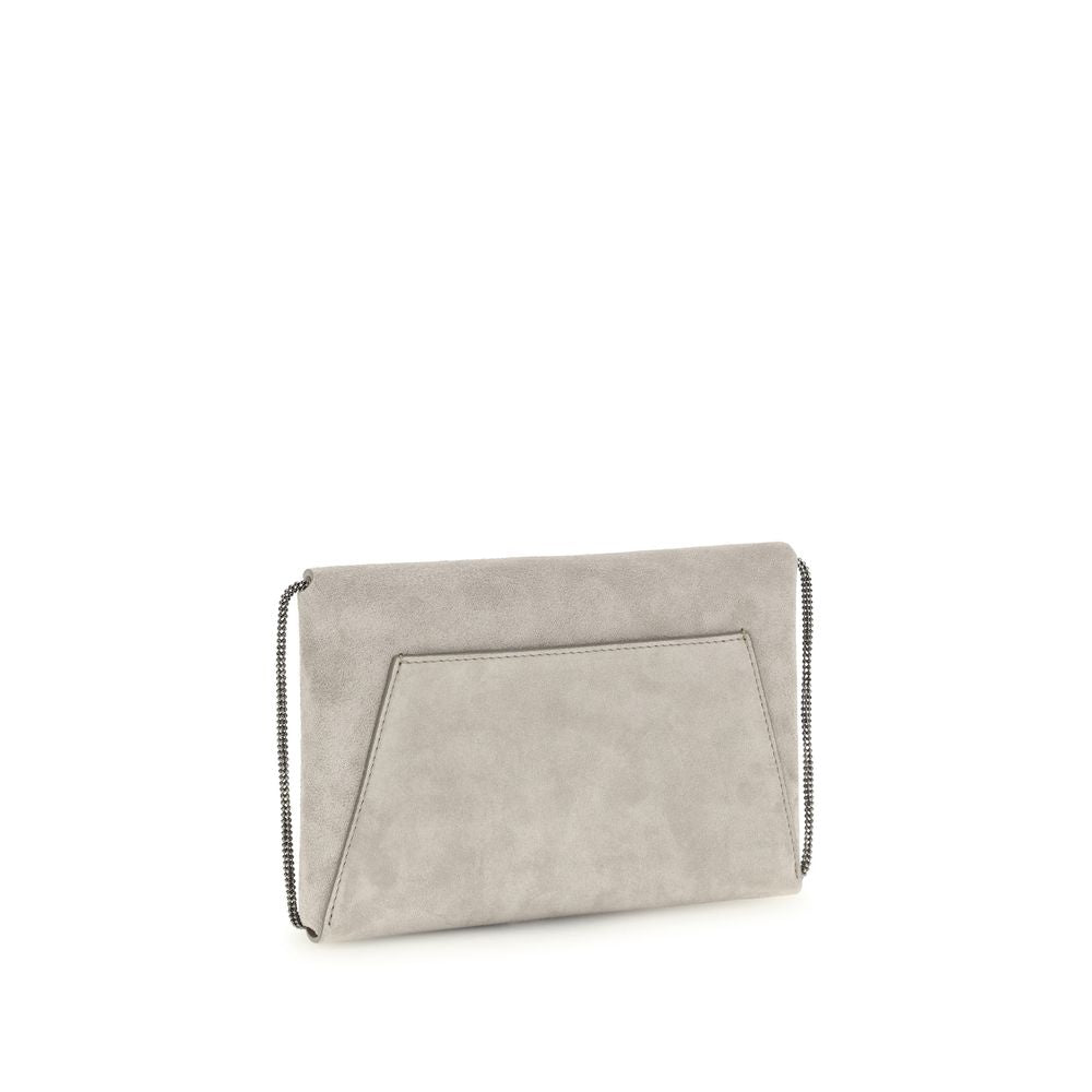 Brunello Cucinelli graue Schultertasche aus Kalbsleder Bos Taurus