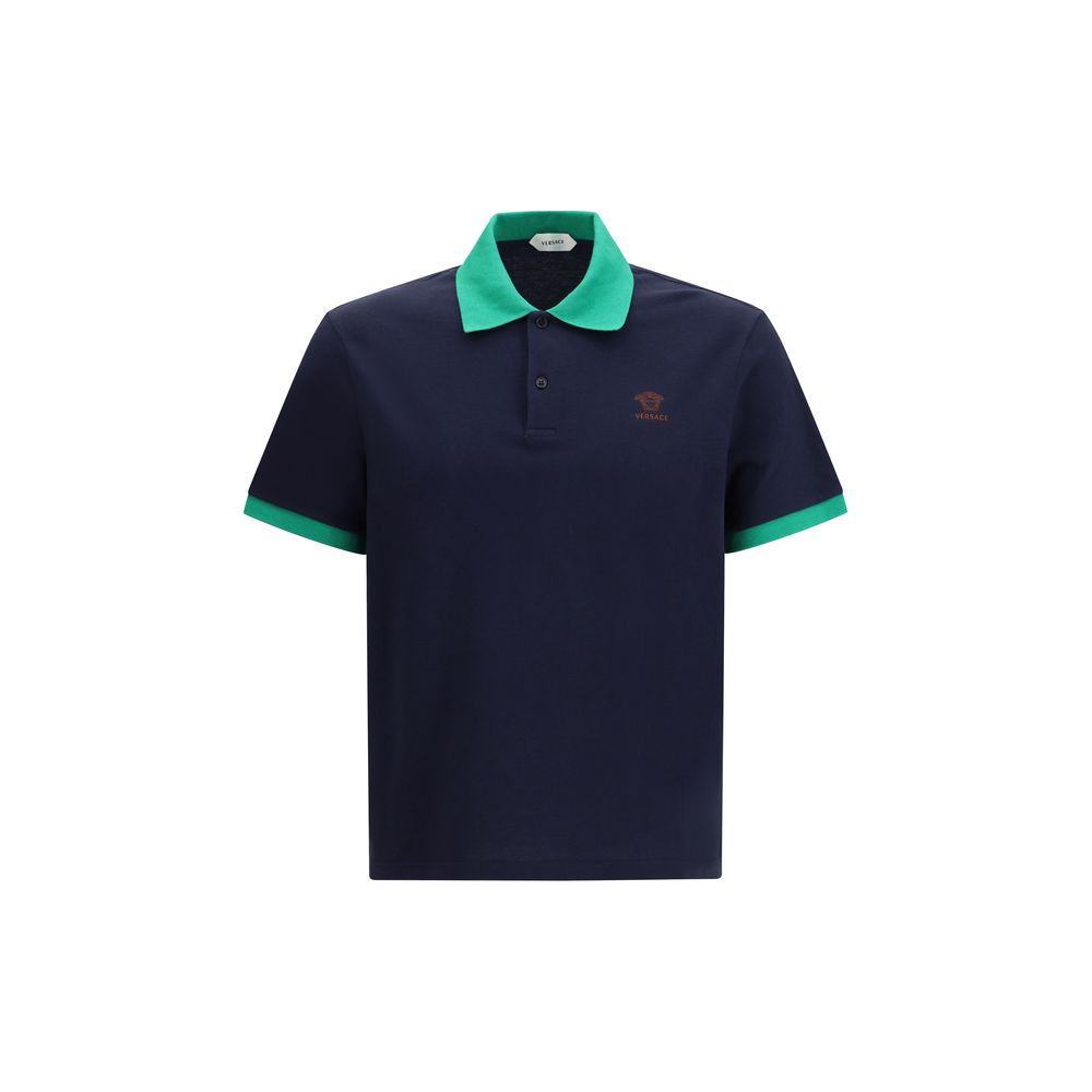 Polo en coton bleu Versace