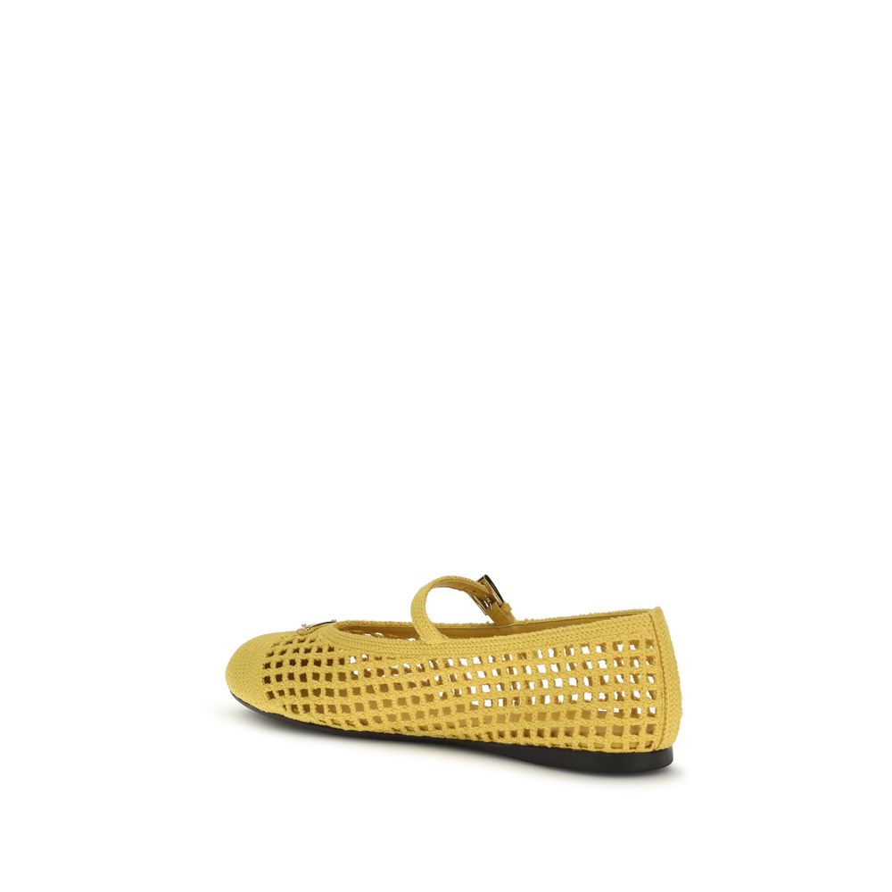 Ballerines bicolores en coton Prada