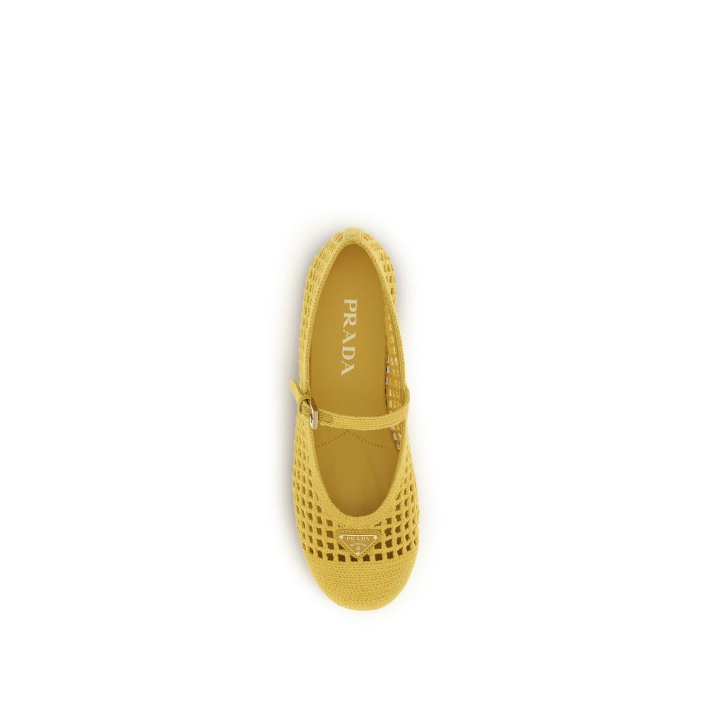Ballerines bicolores en coton Prada
