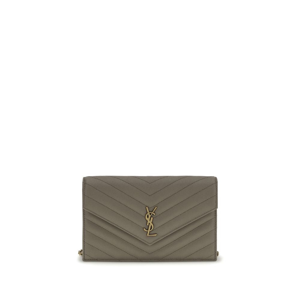 Saint Laurent graue Brieftasche aus Kalbsleder (Bos Taurus)