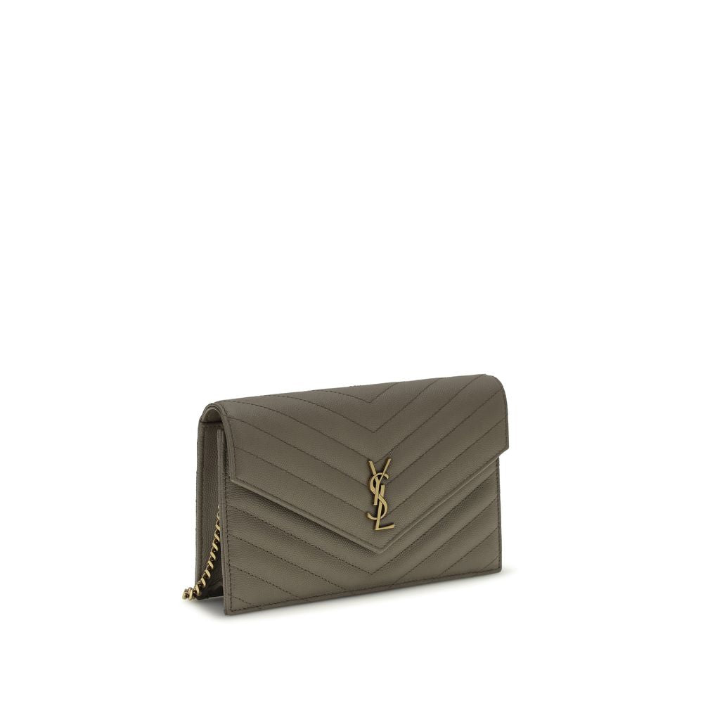 Saint Laurent graue Brieftasche aus Kalbsleder (Bos Taurus)