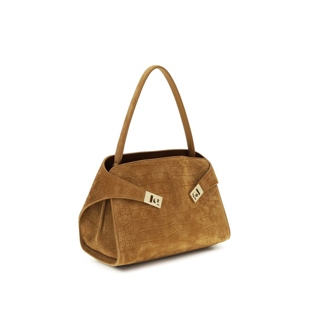 Ferragamo Schultertasche aus beigem Ziegenleder
