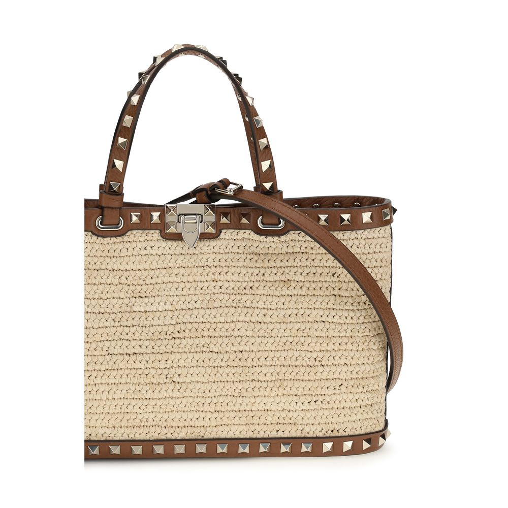 Valentino Garavani Schultertasche aus beigem Bast