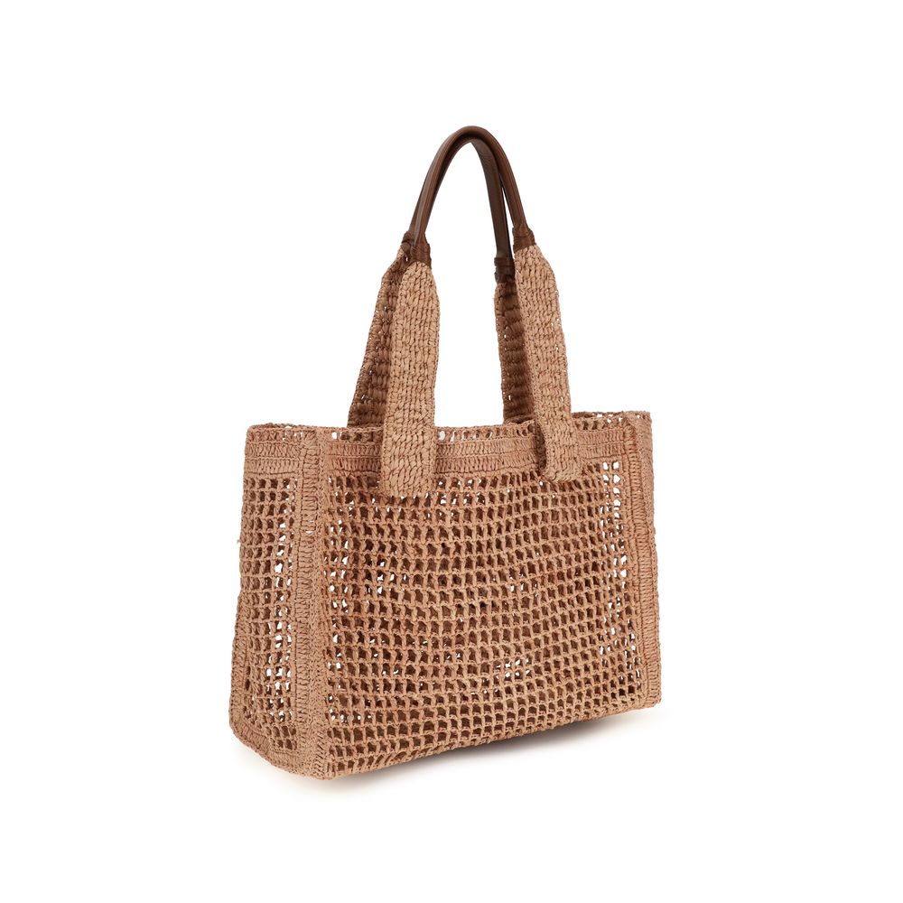 Sac à bandoulière Chloé en raphia beige
