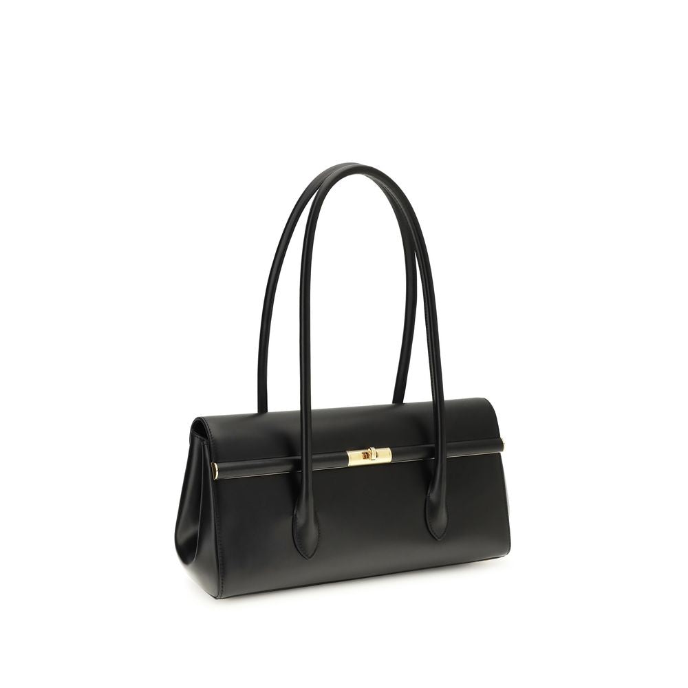 Dolce & Gabbana Schwarze Schultertasche aus Kalbsleder Bos Taurus