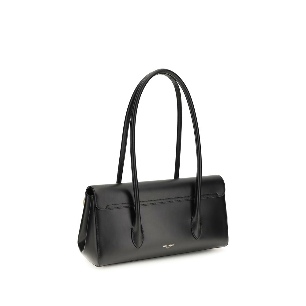 Dolce & Gabbana Schwarze Schultertasche aus Kalbsleder Bos Taurus