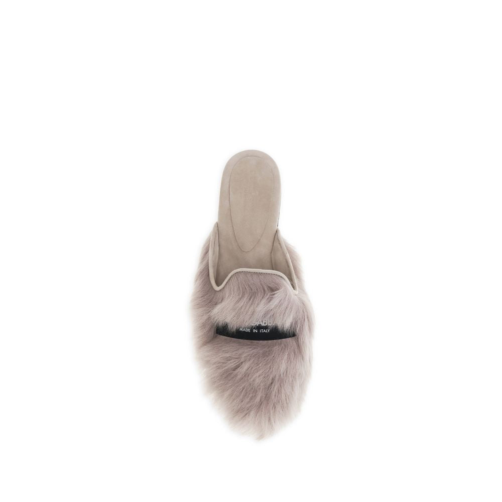 Dolce & Gabbana Graue Lammfell-Pantoletten Ovis Aries Aries
