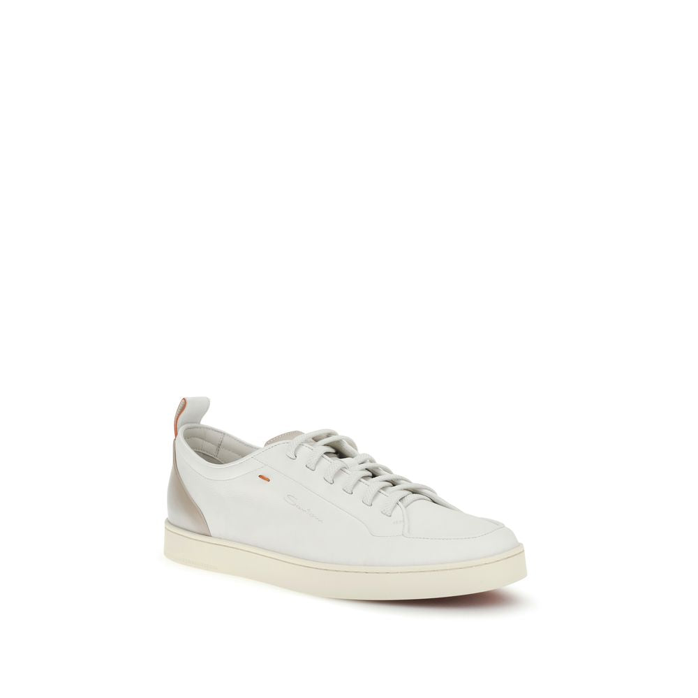 Santoni Weiße Kalbsleder Bos Taurus Low-Top Sneakers