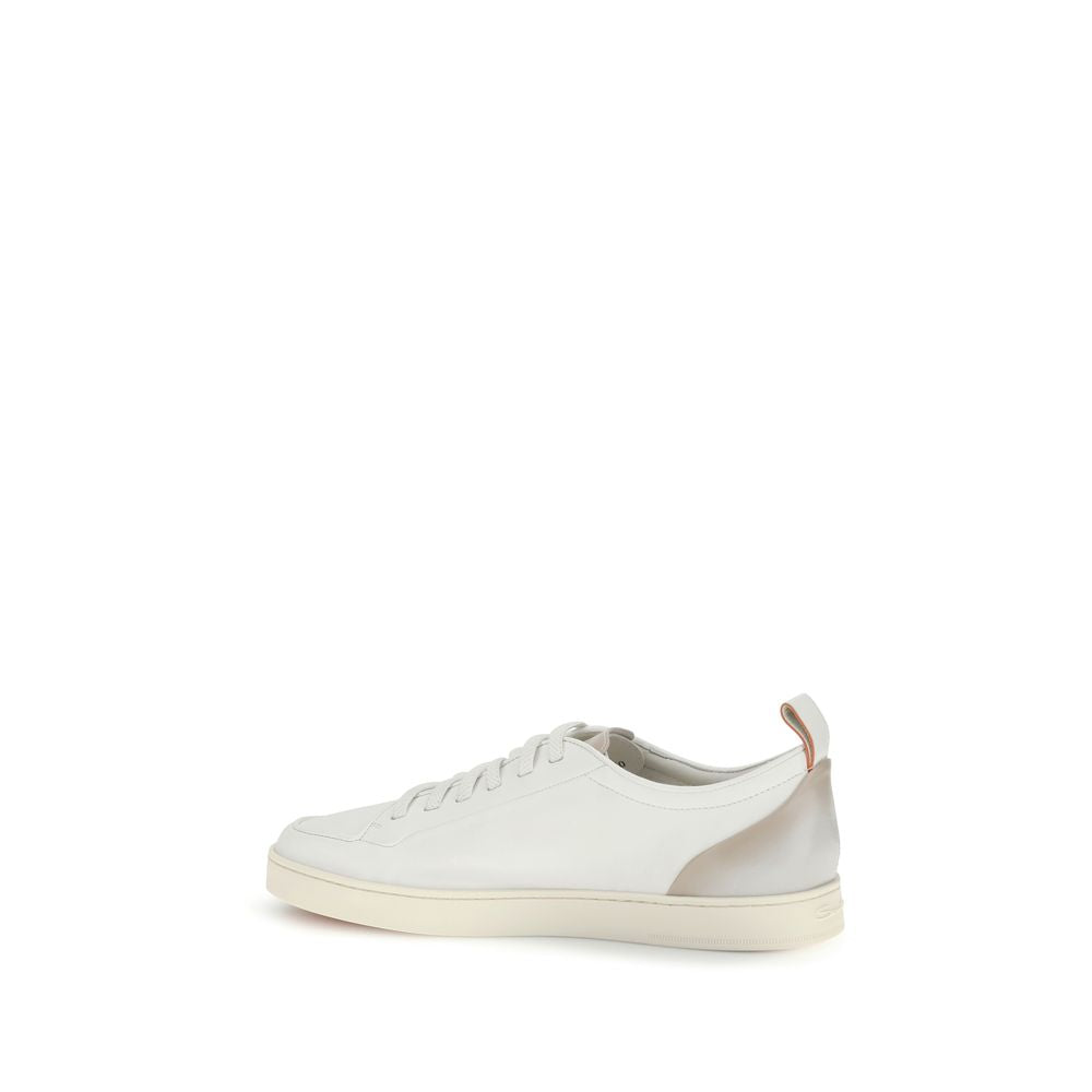 Santoni Weiße Kalbsleder Bos Taurus Low-Top Sneakers