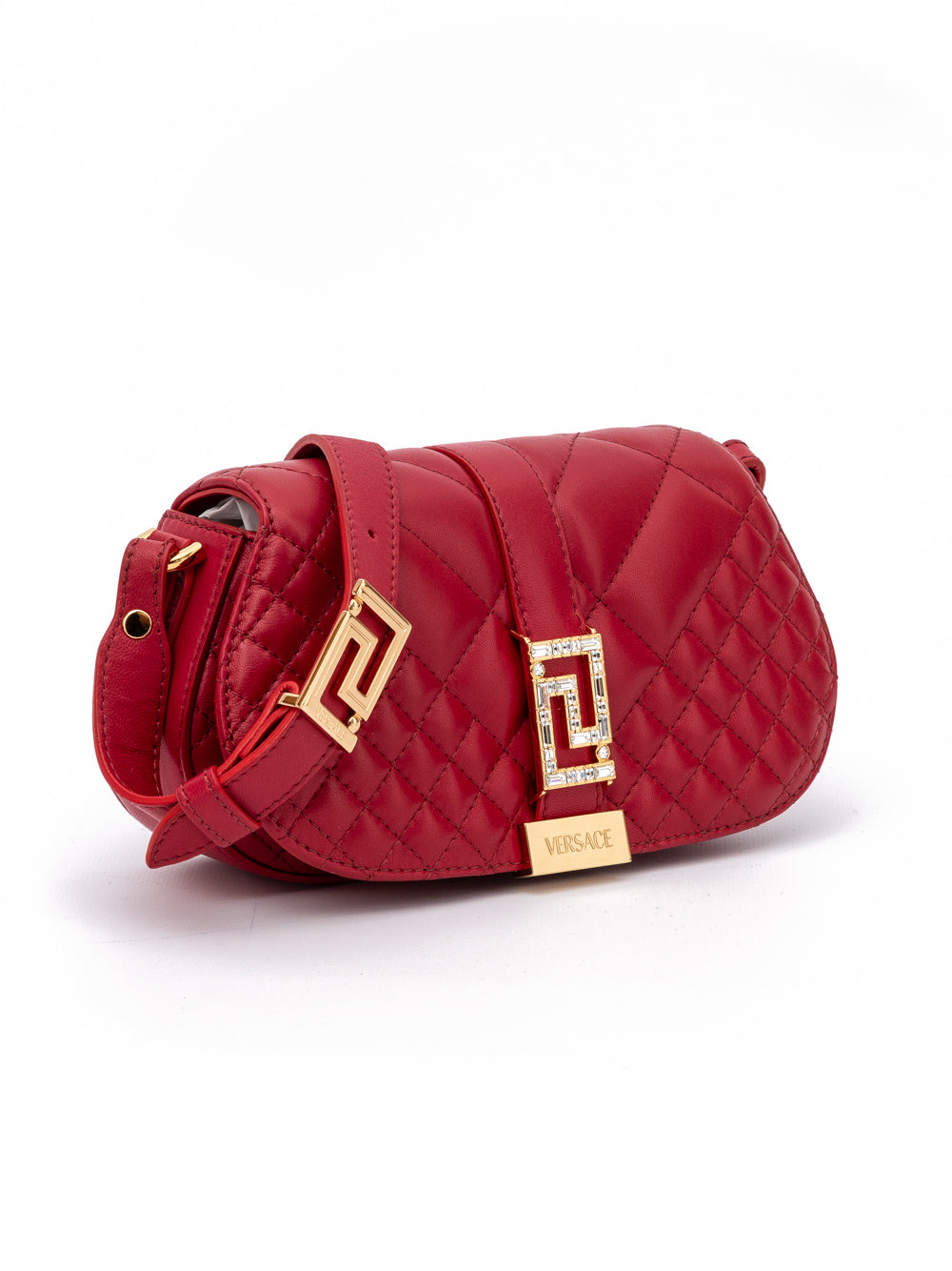 Sac à bandoulière matelassé en cuir rouge Versace