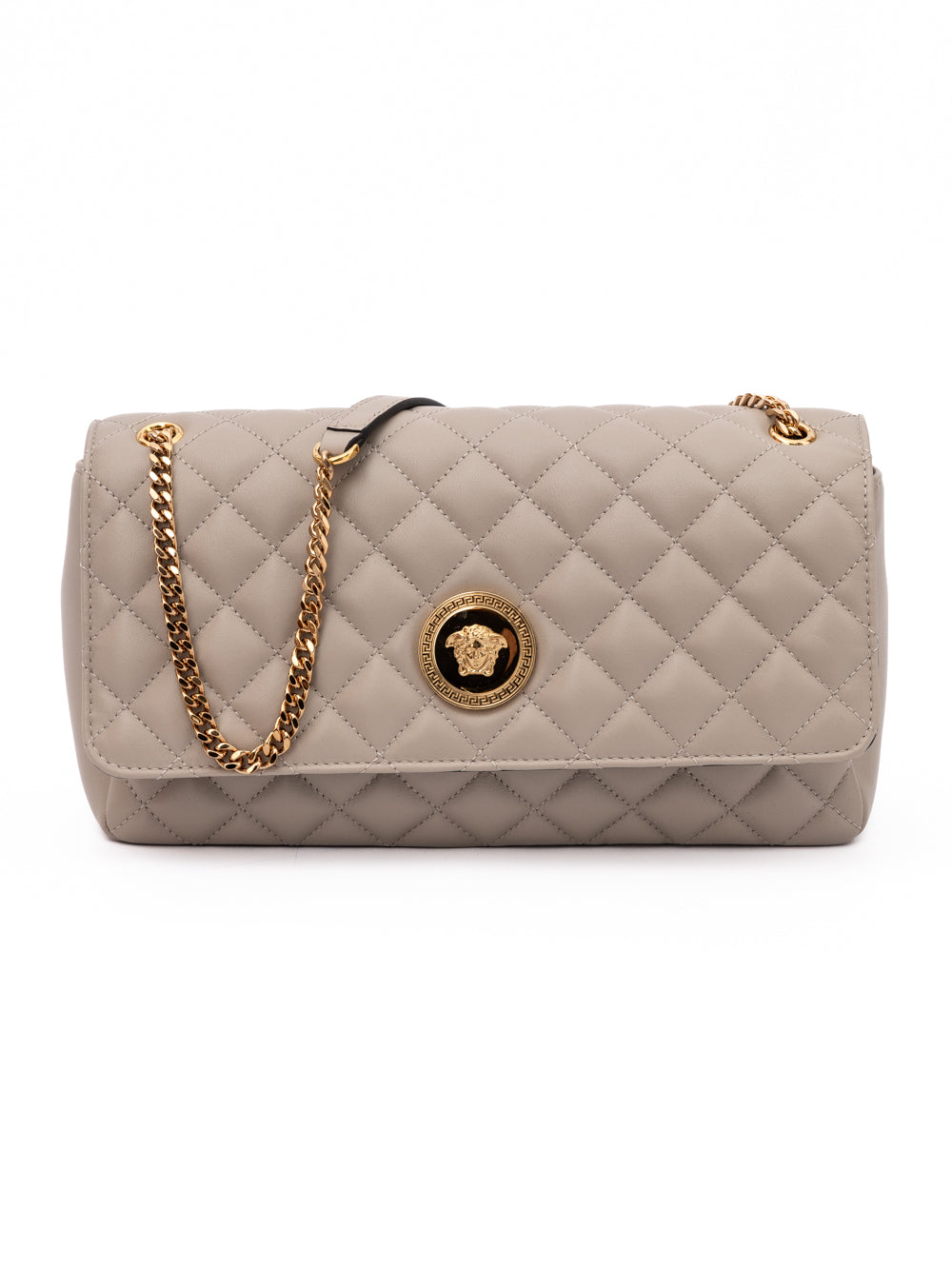 Sac à bandoulière Versace en cuir matelassé taupe