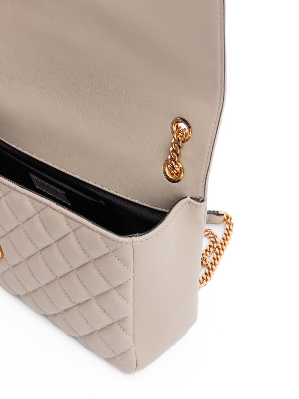 Versace Stepptasche aus taupefarbenem Leder mit Schulterriemen