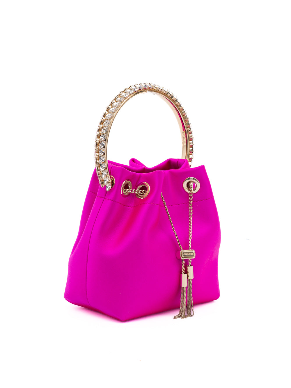 Jimmy Choo Fuchsia Bon Bon Satin-Beuteltasche