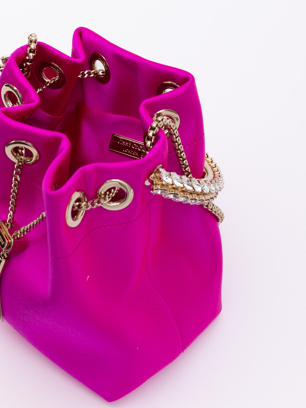Jimmy Choo Fuchsia Bon Bon Satin-Beuteltasche