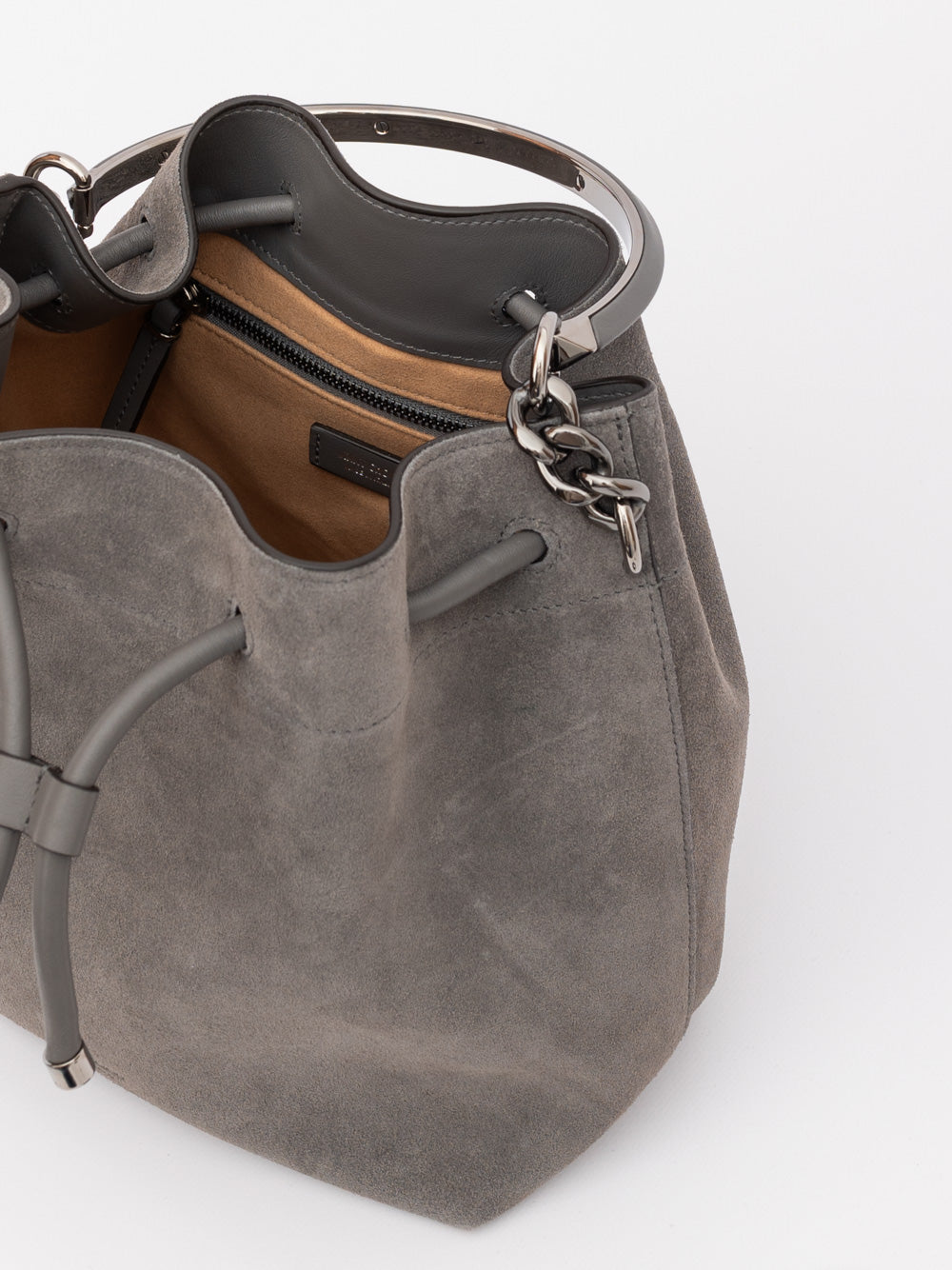Jimmy Choo Dunkelgrauer Bon Bon Eimer aus Wildleder