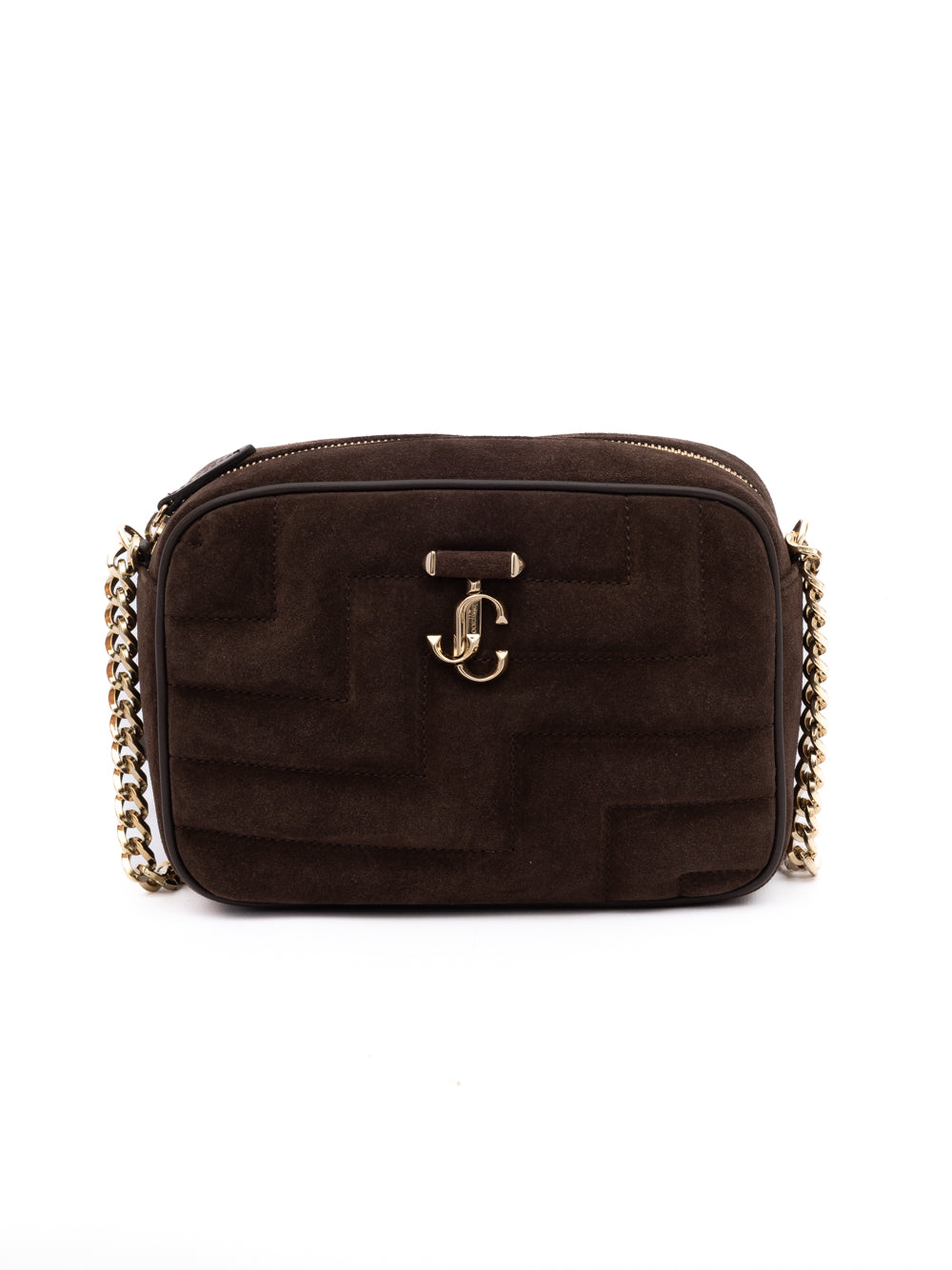 Sac bandoulière Jimmy Choo Avenue Camera en suède marron