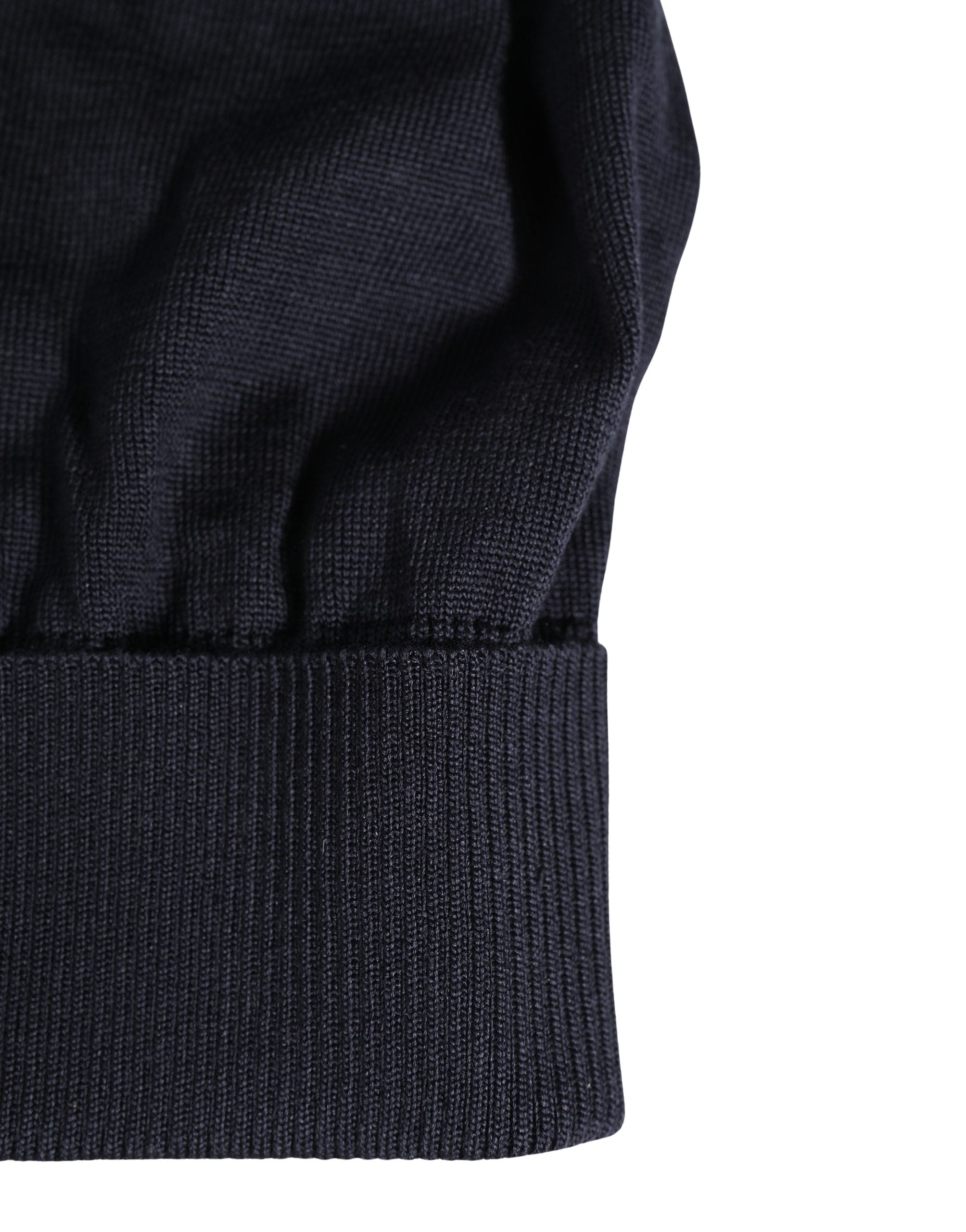 Dolce & Gabbana Schwarze einfarbige gestrickte Wintermütze aus Wolle