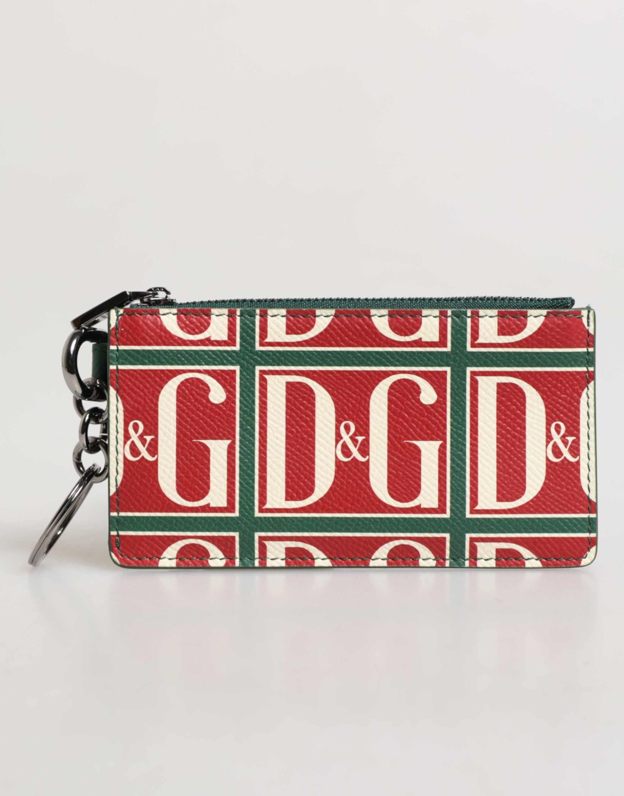 Dolce & Gabbana Geldbörse Kartenetui Monogramm aus grünem Kalbsleder mit Logo-Print