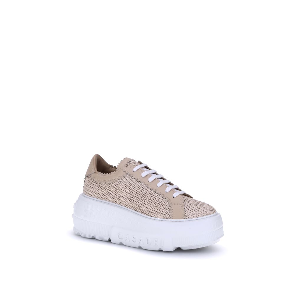 Casadei Beige andere Fasern Plateau-Sneaker
