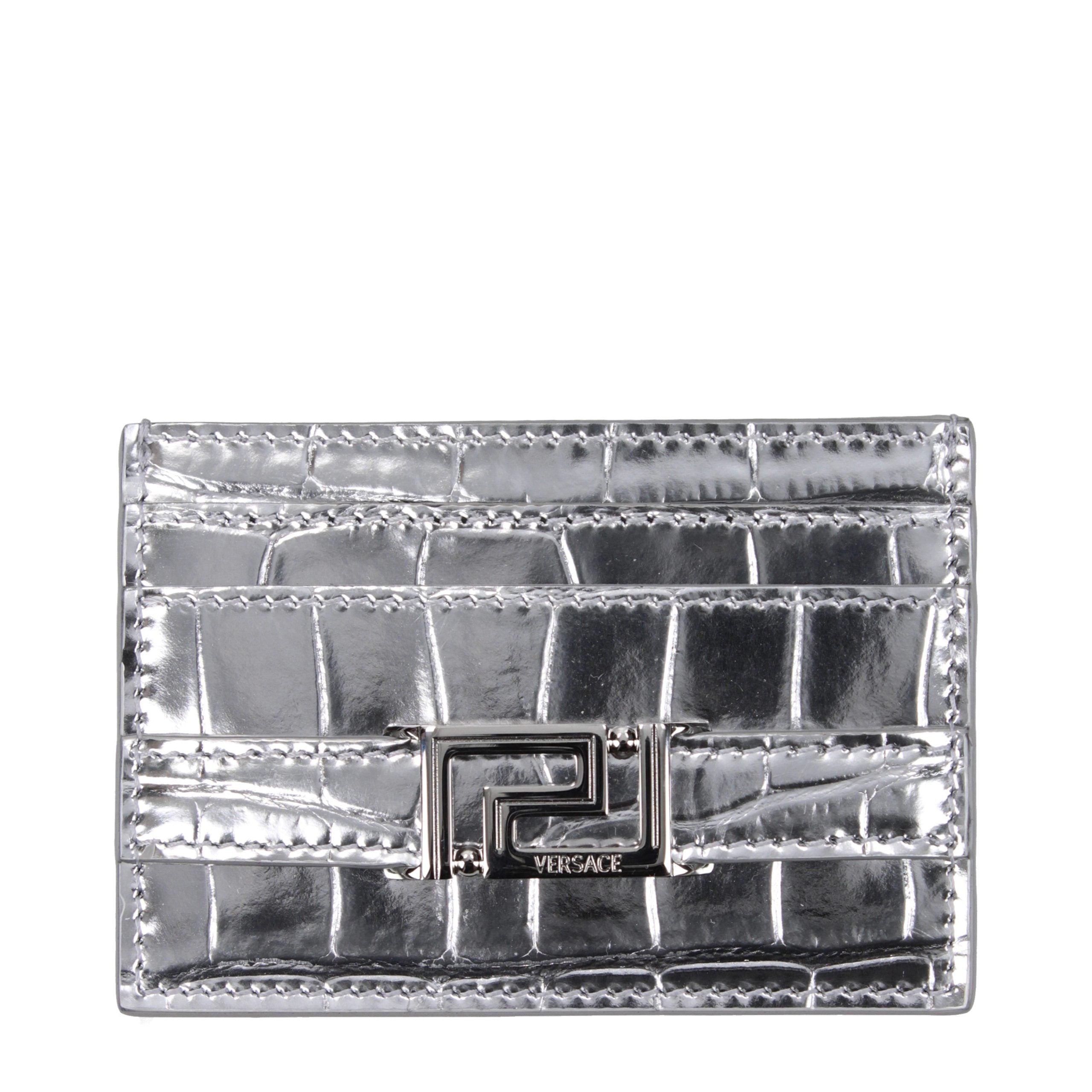 Versace Gray Leather Cardholder