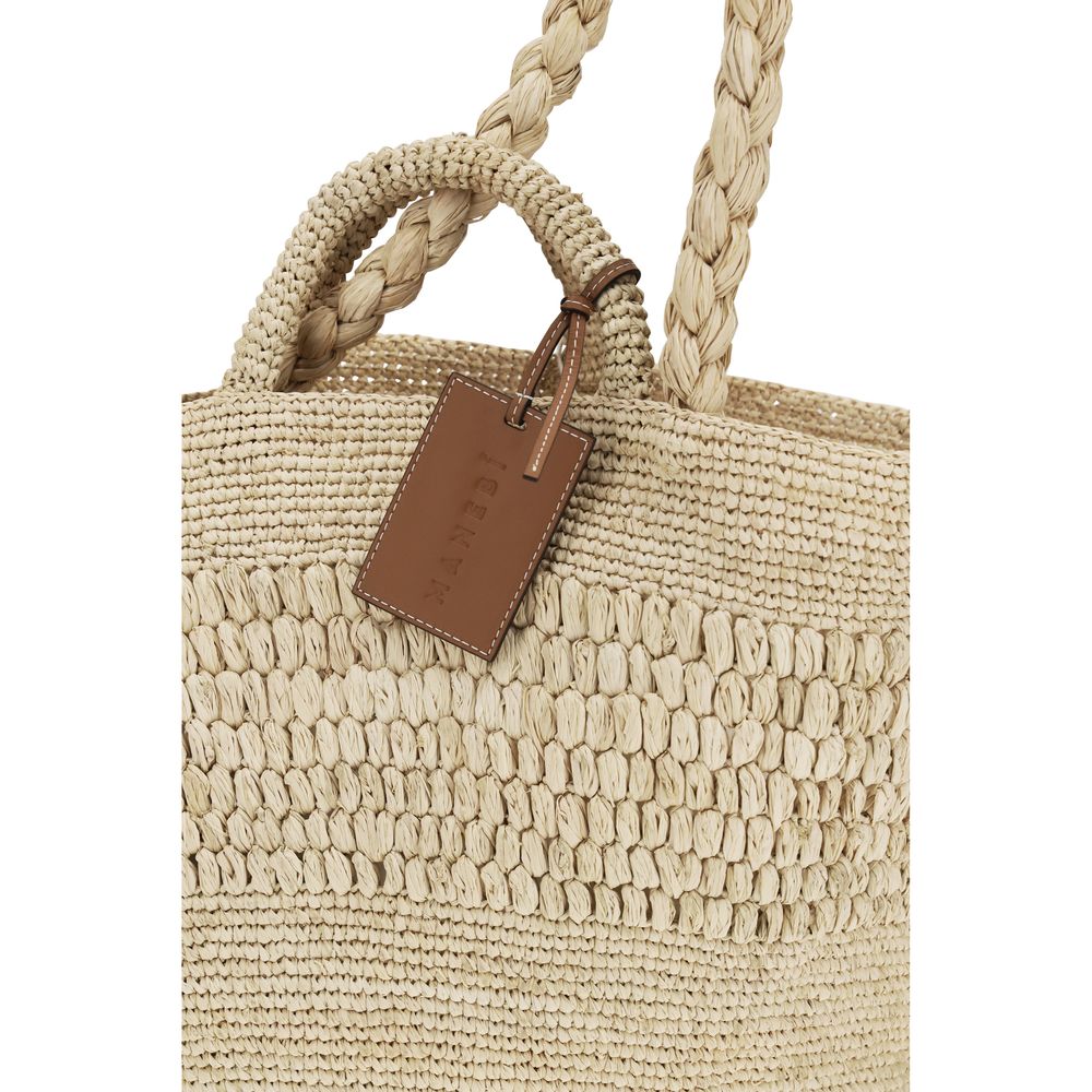 Manebi Beige Bast-Handtasche