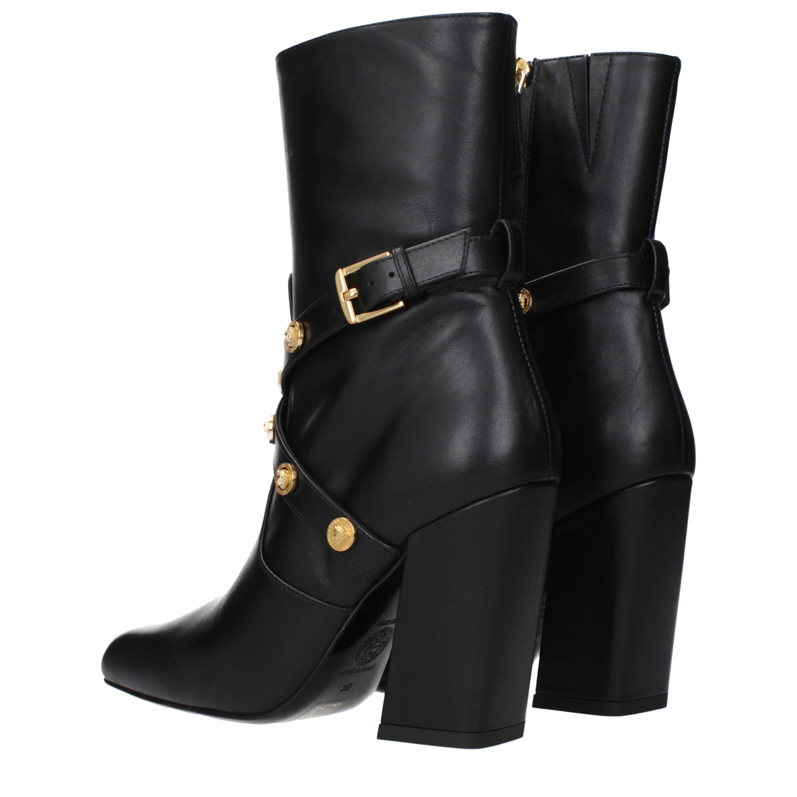 Bottines en cuir noir Versace
