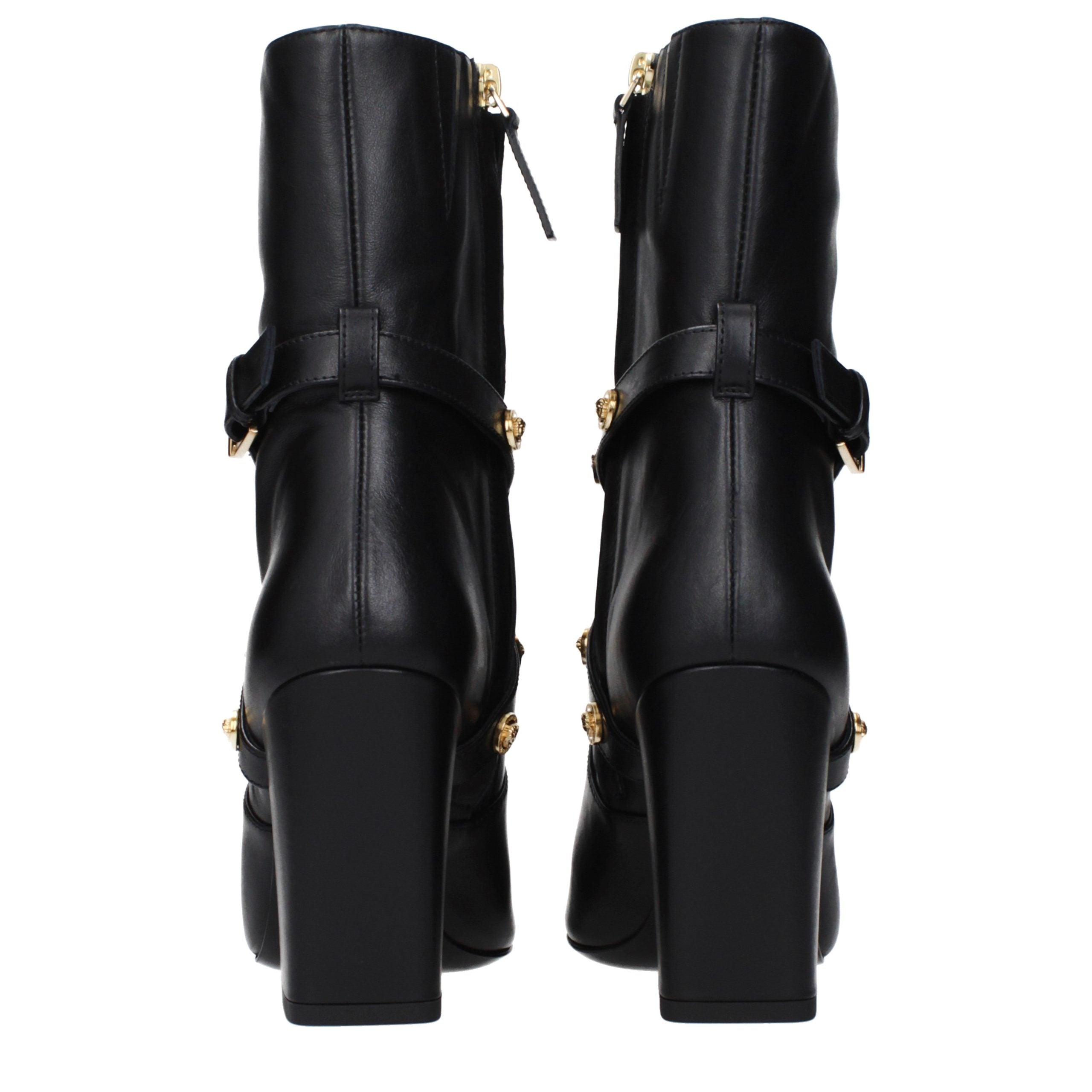 Bottines en cuir noir Versace