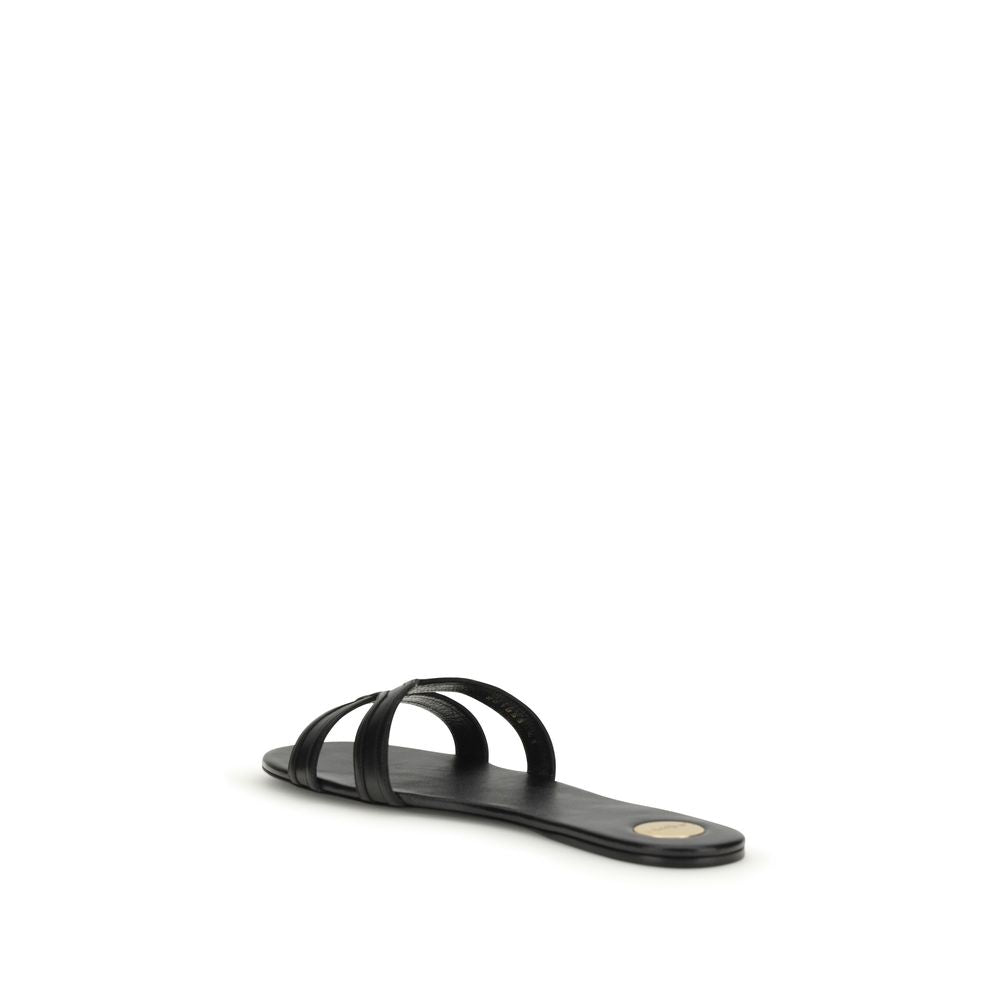 Saint Laurent Schwarze Kalbsleder Bos Taurus Sandalen