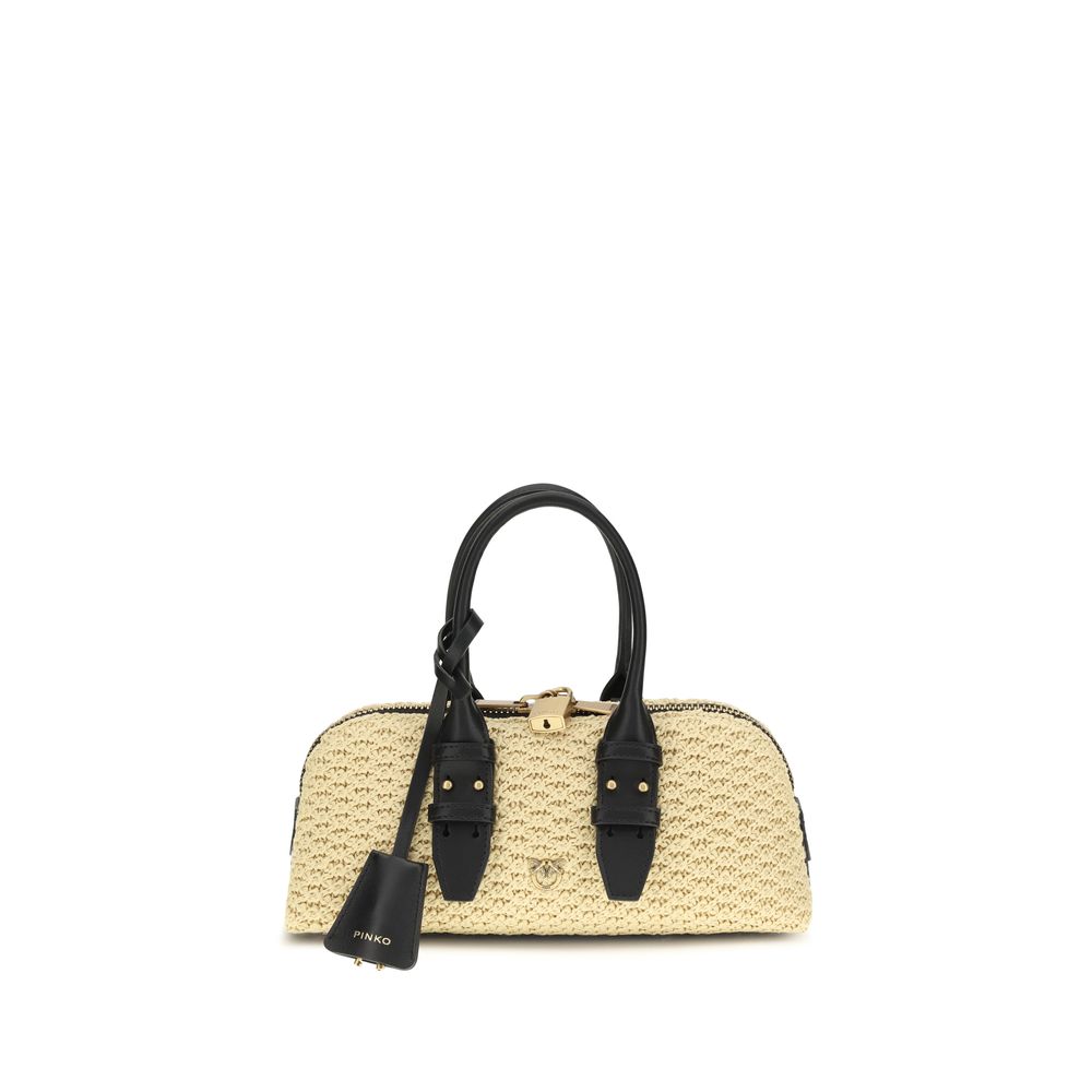 Sac porté épaule PINKO en raphia beige