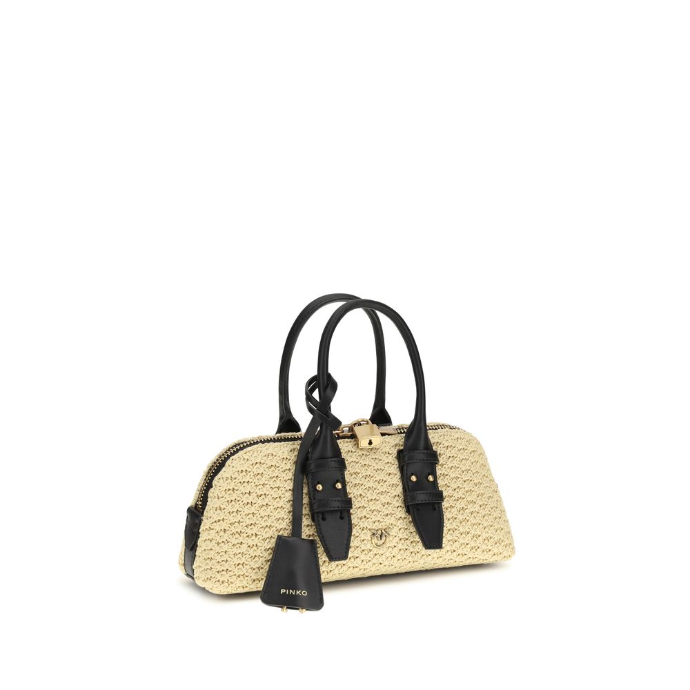 Sac porté épaule PINKO en raphia beige