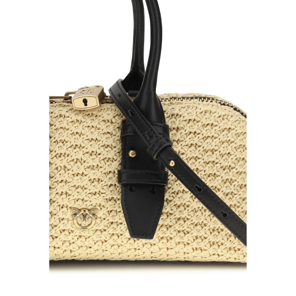 Sac porté épaule PINKO en raphia beige
