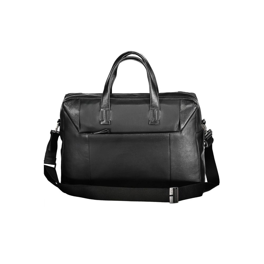 Serviette Piquadro en cuir noir pour homme